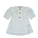 Girls Button Down 3/4 Sleeve Lace Dress