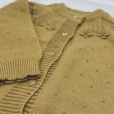 Girls Knitted Button Down Sweater with Dots