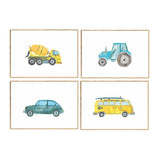 Blue & Yellow Vehicle Art Prints