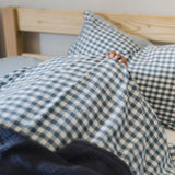 Blue Check Washed Cotton Duvet
