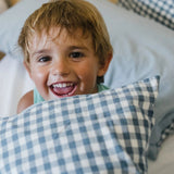 Blue Check Washed Cotton Duvet