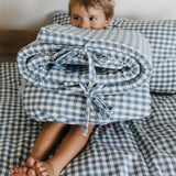 Blue Check Washed Cotton Duvet