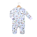 Just Chillin' Pink Pressed Flowers Zipper Babygrow