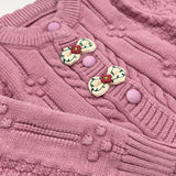 Girls Floral Bow Knitted Sweater