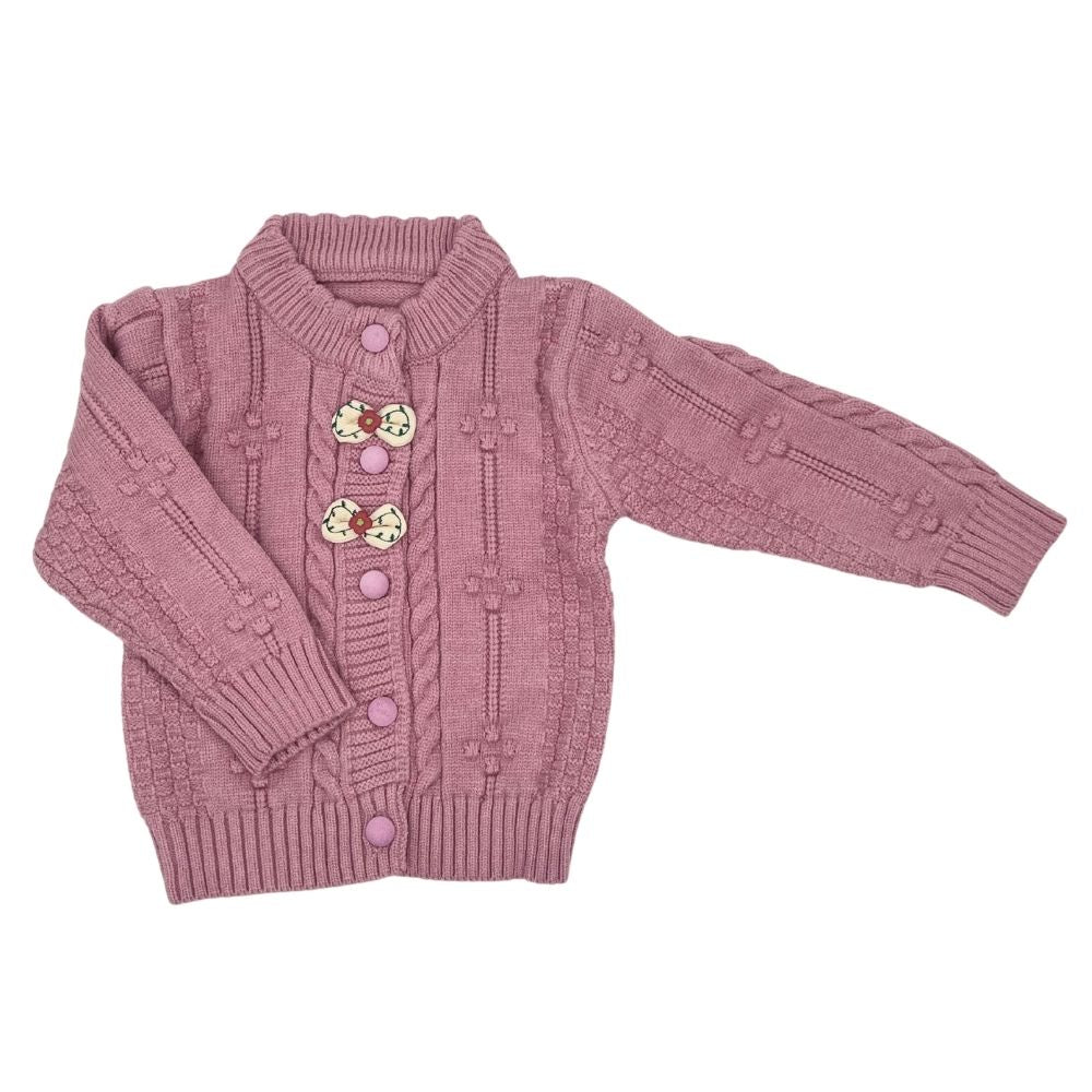 Girls Floral Bow Knitted Sweater