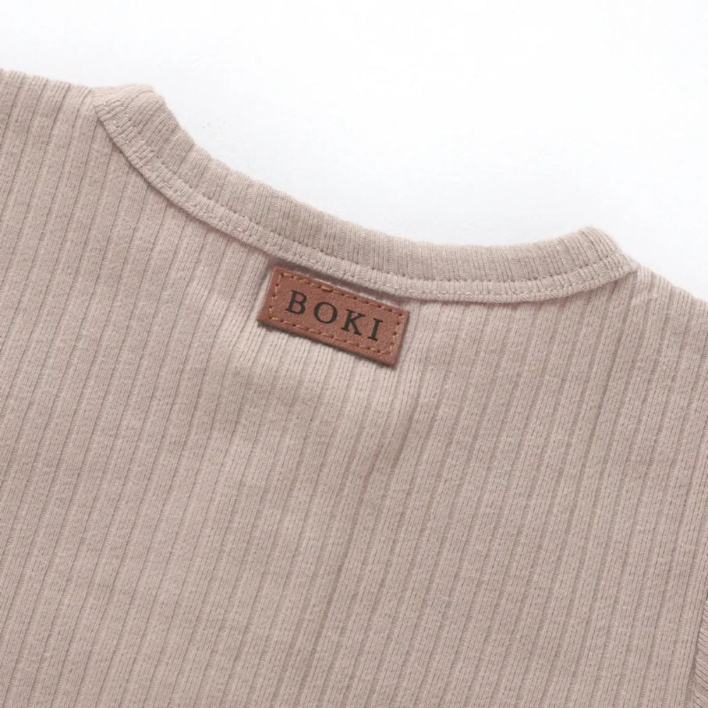 Boki Organic Oatmeal Rib Zipsuit with Footies & Mittens