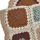 Beige, Cream, Rust & Baby Blue Crocheted Blanket