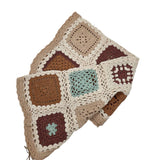 Beige, Cream, Rust & Baby Blue Crocheted Blanket