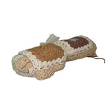 Beige, Cream, Rust & Baby Blue Crocheted Blanket