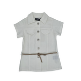 Girls Button Down Denim Dress With Belt