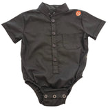 Nika - Black boy romper shirt