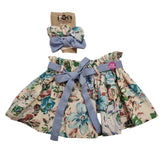 Nika - White floral girl skirt & headband set