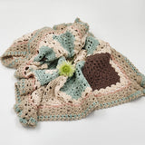 Blue, White, Brown & Beige Crocheted Blanket