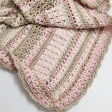 Pink, White & Beige Crocheted Blanket