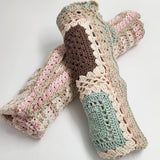 Blue, White, Brown & Beige Crocheted Blanket