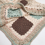 Blue, White, Brown & Beige Crocheted Blanket