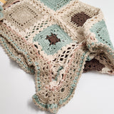 Blue, White, Brown & Beige Crocheted Blanket