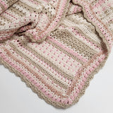 Pink, White & Beige Crocheted Blanket
