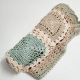 Blue, White, Brown & Beige Crocheted Blanket