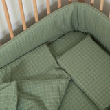 Moss Grid Washed Cotton Cot Duvet