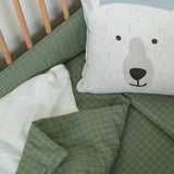 Moss Grid Washed Cotton Cot Duvet