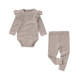 Boki Frilled Organic Rib Long Sleeve Set