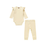 Boki Frilled Organic Rib Long Sleeve Set