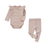 Boki Frilled Organic Rib Long Sleeve Set