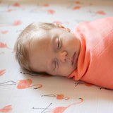 Flamingo's on White Bamboo Swaddle