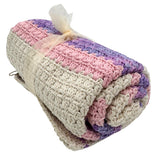 Pink, Purple & Beige Crocheted Baby Blanket