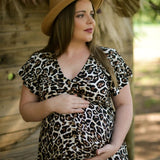 Nika Couture Brown Leopard Button Up Short Dress