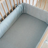 Blue Washed Cotton Cot Fitted Sheet