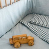 Blue Washed Cotton Cot Fitted Sheet