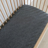 Charcoal Washed Cotton Cot Fitted Sheet