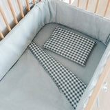 Blue Check Washed Cotton Cot Duvet