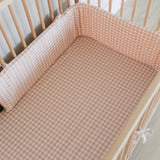 Pink Gingham Washed Cotton Cot Fitted Sheet