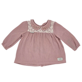 Meerkat Soft Pink Double Muslin Dress with Lace Detail