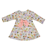 Just Chillin' Long Sleeve Dress - Pink Pressed Flowers
