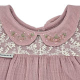 Meerkat Soft Pink Double Muslin Dress with Lace Detail