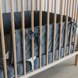 Charcoal Washed Cotton Cot Bumper Cover