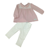 Meerkat Soft Pink Double Muslin Dress with Lace Detail