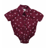 Nika Couture Baby Maroon Reindeer Short Sleeve Onesie