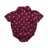 Nika Couture Baby Maroon Reindeer Short Sleeve Onesie
