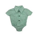 Nika Couture Baby Green Checkered Short Sleeve Onesie