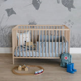 Blue Check Washed Cotton Cot Duvet