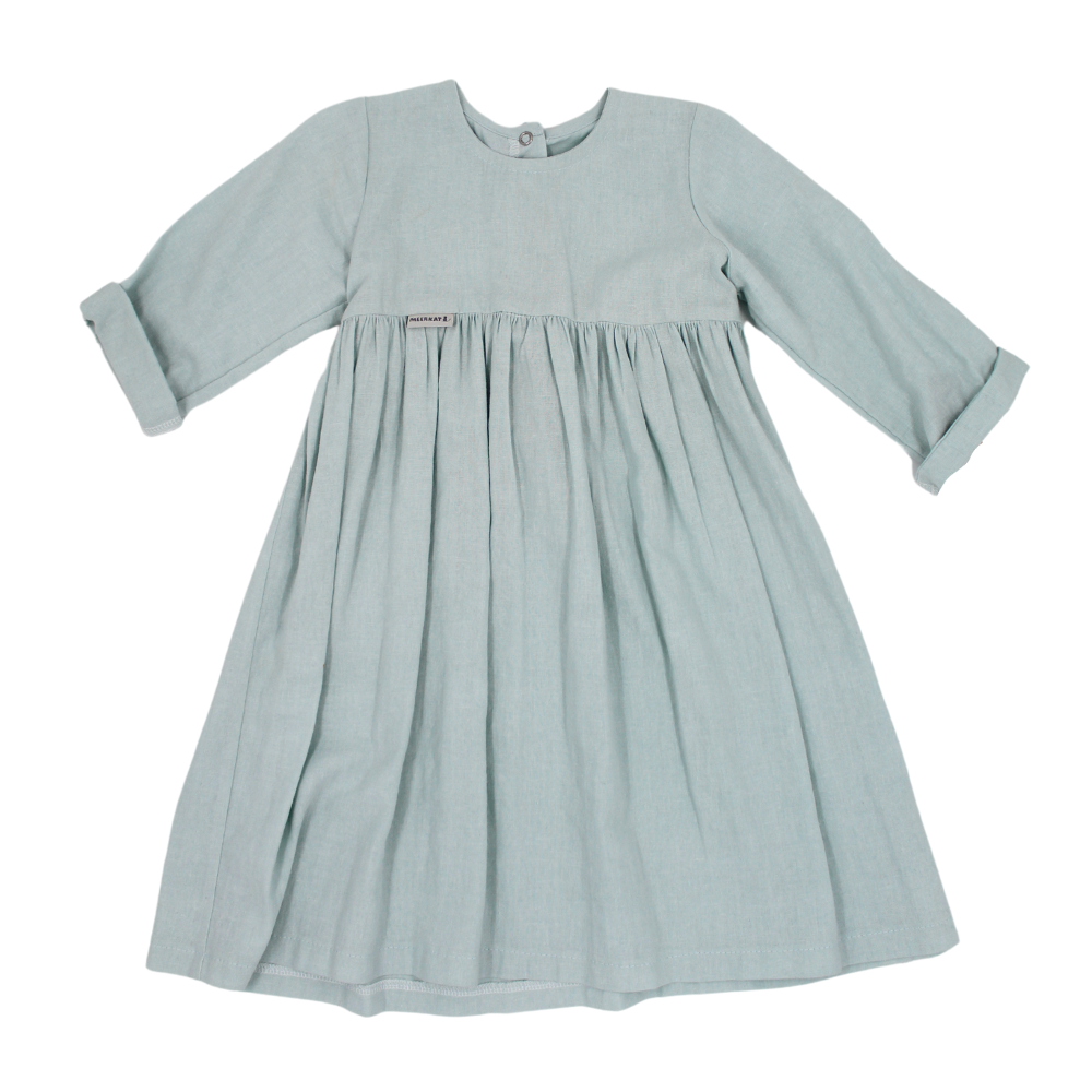 Meerkat Long Sleeve Plain Linen Dress