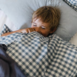 Blue Check Washed Cotton Duvet