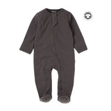 Boki Organic Charcoal Rib Zipsuit with Footies & Mittens
