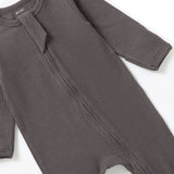 Boki Organic Charcoal Rib Zipsuit with Footies & Mittens