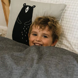 Charcoal Grid Washed Cotton Duvet